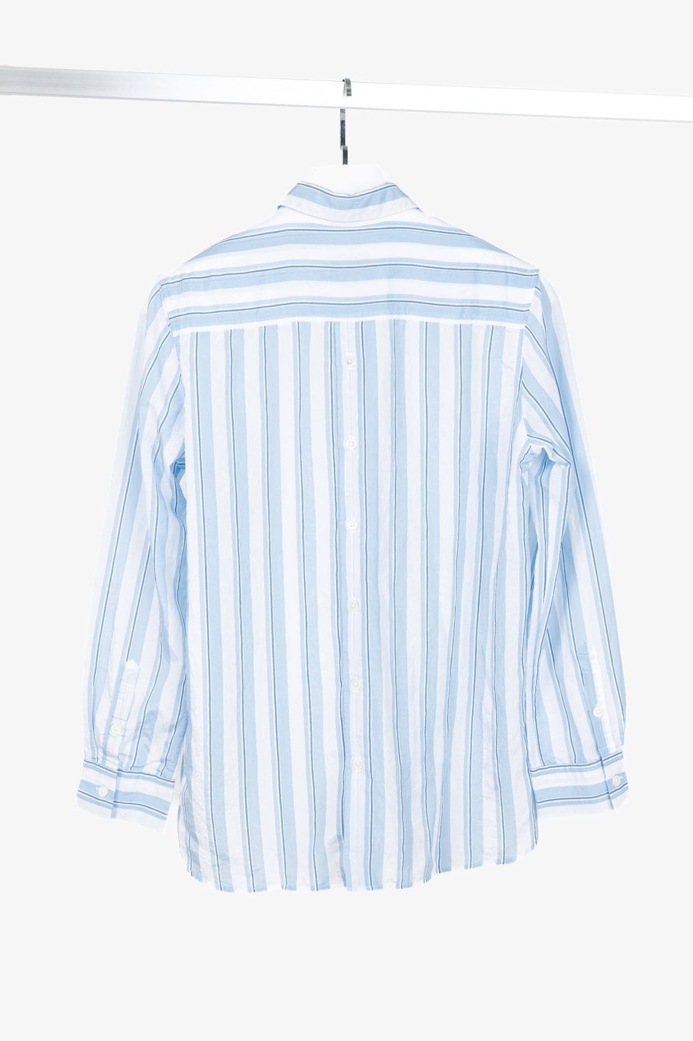 PS Paul Smith Blue & White Striped Buttoned-Back Shirt