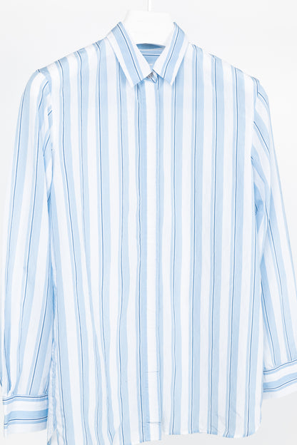 PS Paul Smith Blue & White Striped Buttoned-Back Shirt