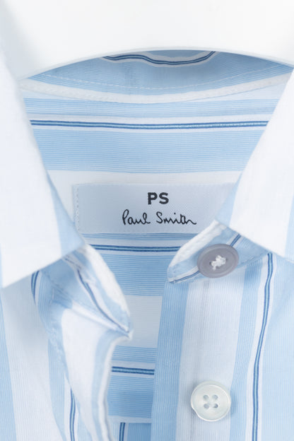 PS Paul Smith Blue & White Striped Buttoned-Back Shirt
