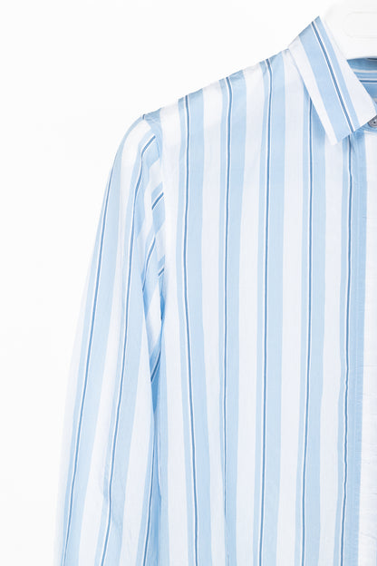 PS Paul Smith Blue & White Striped Buttoned-Back Shirt