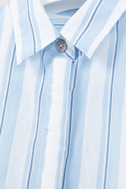PS Paul Smith Blue & White Striped Buttoned-Back Shirt
