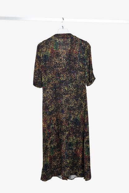 PS Paul Smith Black Paint-Splatter Button-Front Midi Dress