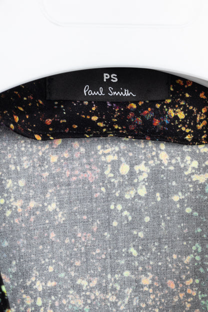 PS Paul Smith Black Paint-Splatter Button-Front Midi Dress