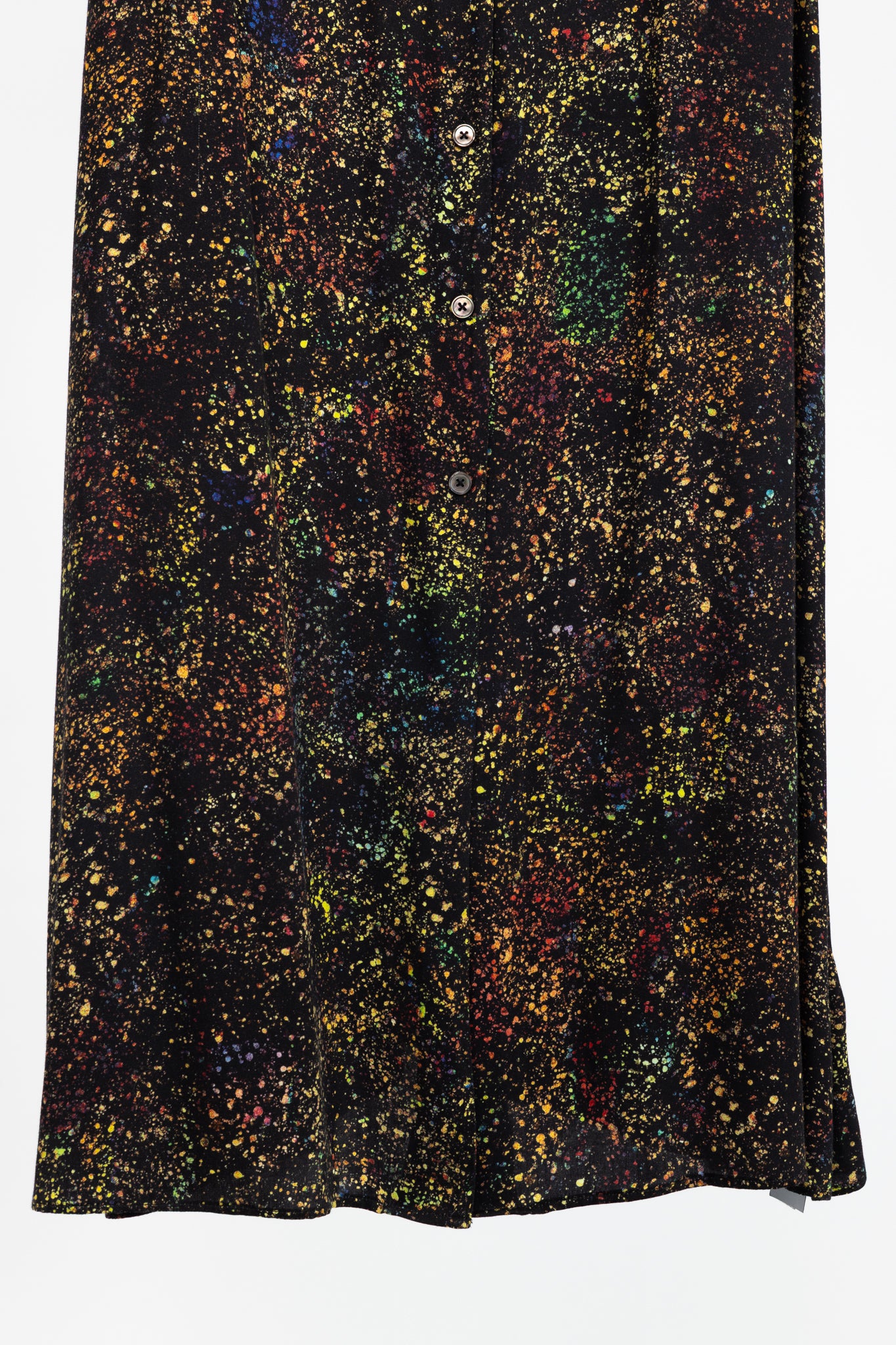 PS Paul Smith Black Paint-Splatter Button-Front Midi Dress