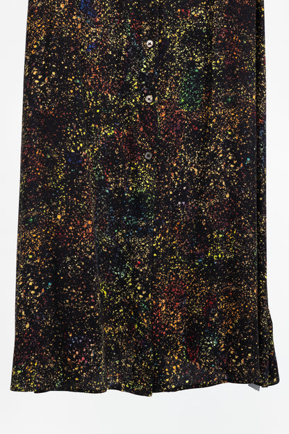 PS Paul Smith Black Paint-Splatter Button-Front Midi Dress