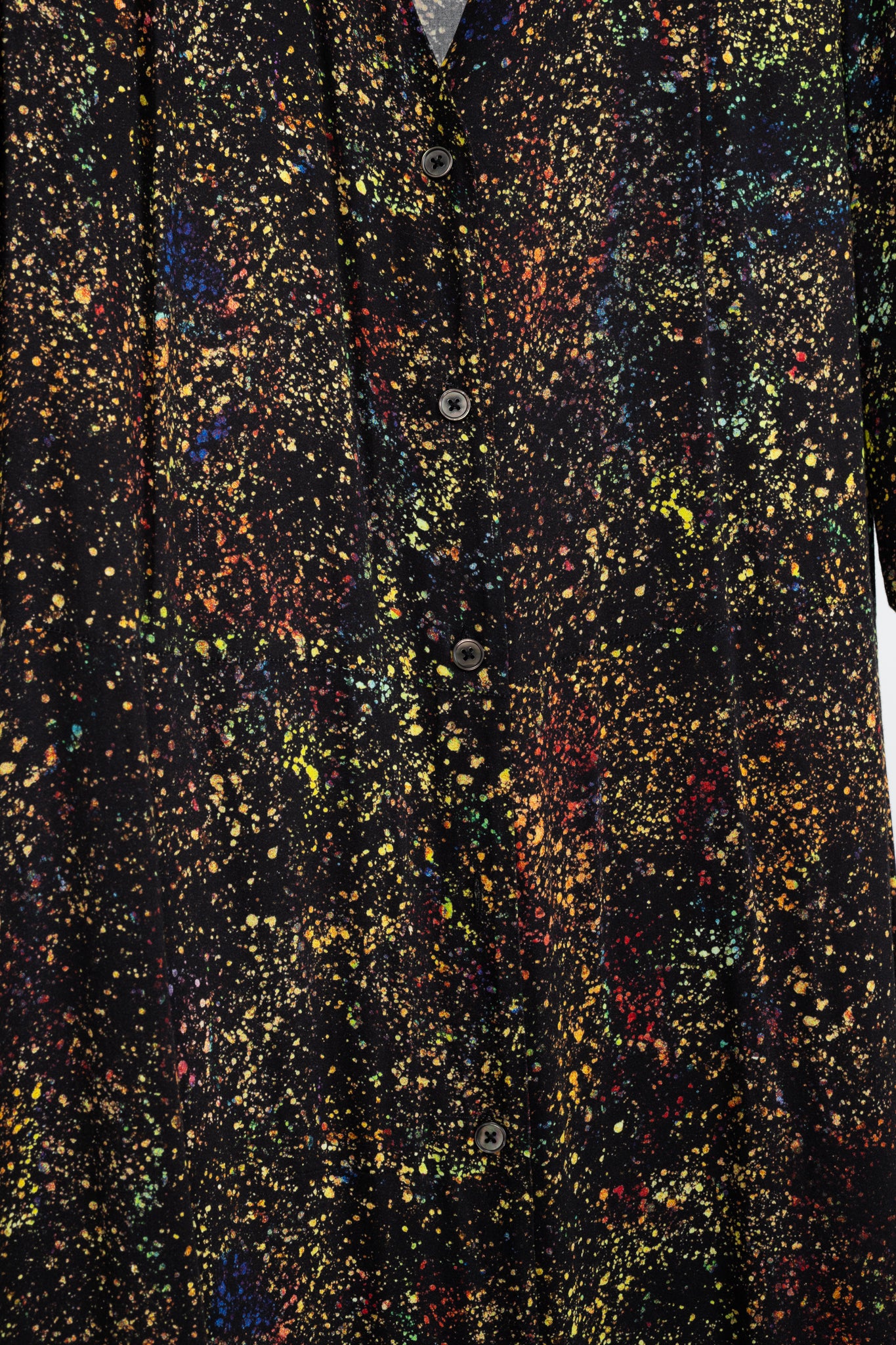 PS Paul Smith Black Paint-Splatter Button-Front Midi Dress