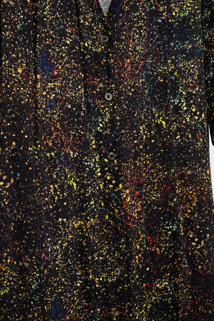 PS Paul Smith Black Paint-Splatter Button-Front Midi Dress