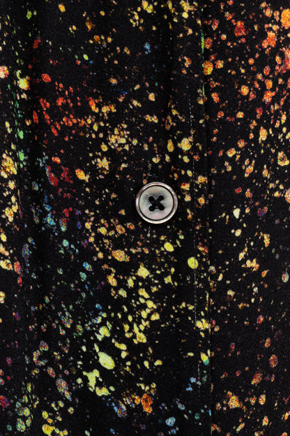 PS Paul Smith Black Paint-Splatter Button-Front Midi Dress
