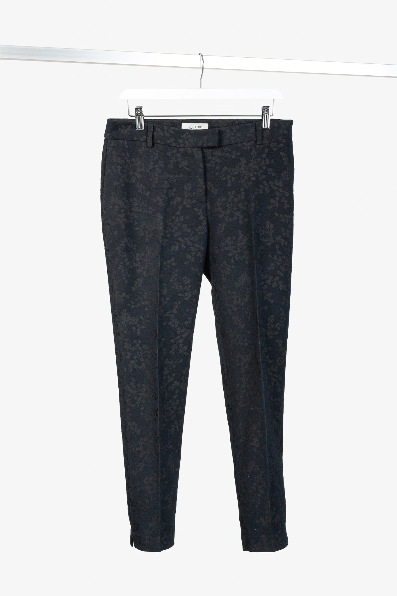 Paul & Joe Black & Brown Floral-Jacquard Twill Trousers