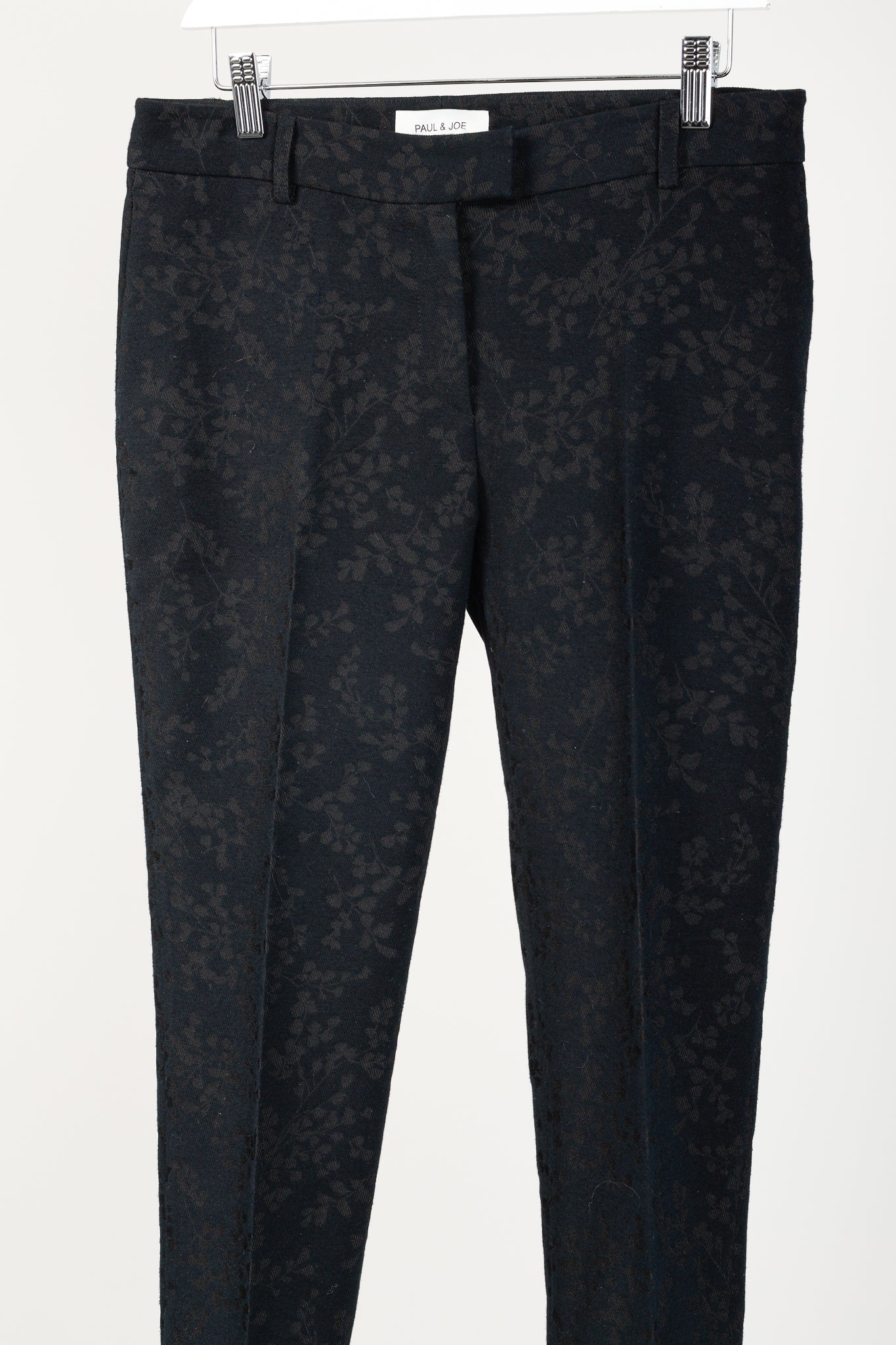 Paul & Joe Black & Brown Floral-Jacquard Twill Trousers