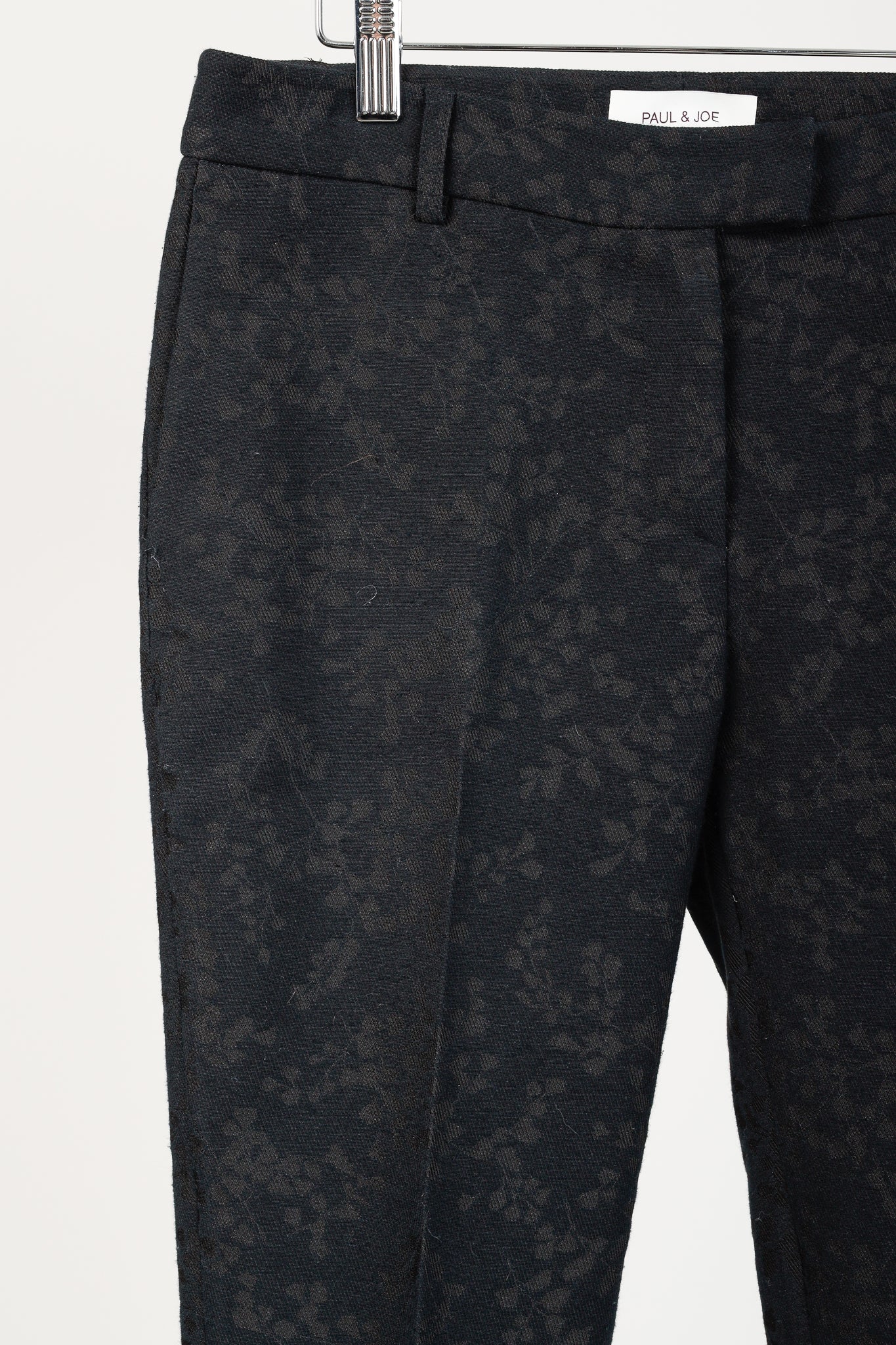 Paul & Joe Black & Brown Floral-Jacquard Twill Trousers