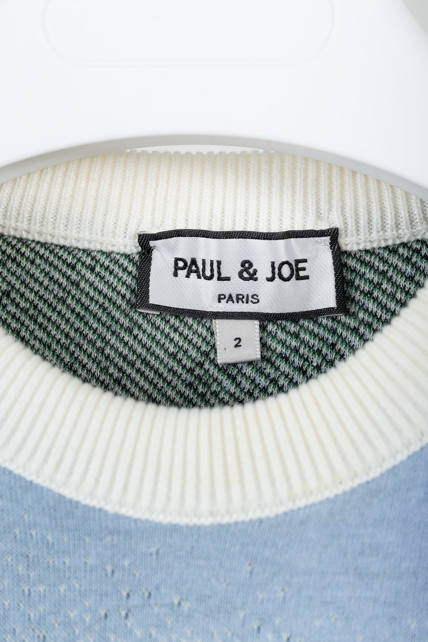 Paul & Joe SS/18 Blue Vegas-Print Cotton Short-Sleeve Sweater