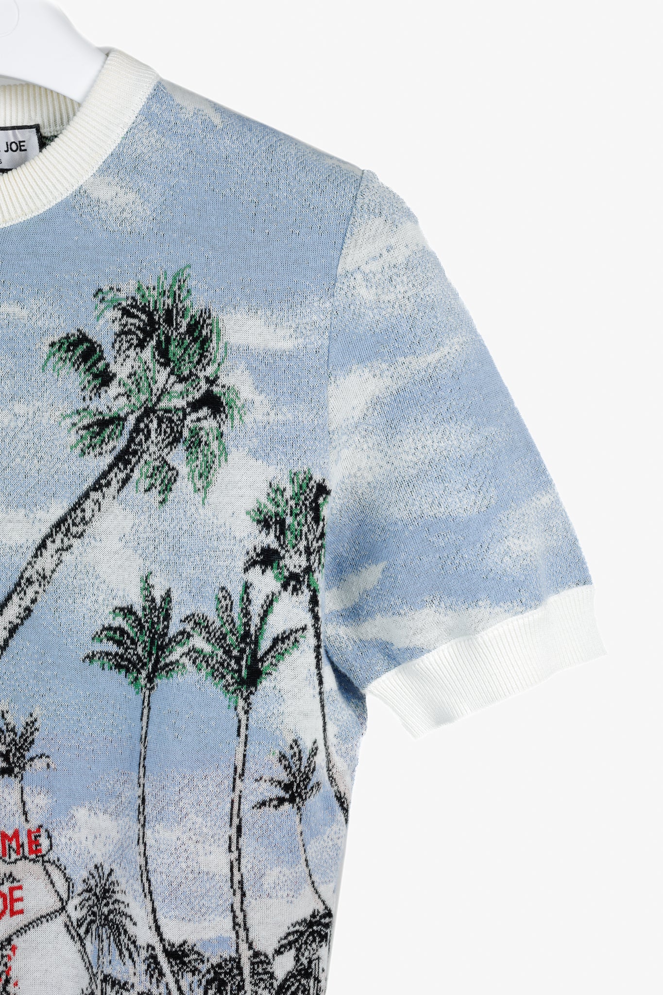 Paul & Joe SS/18 Blue Vegas-Print Cotton Short-Sleeve Sweater