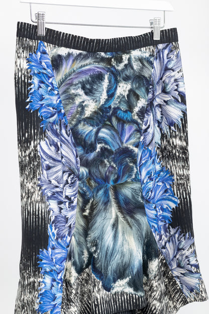 Peter Pilotto K Blue & Black Abstract Printed Crepe Handkerchief-Hem Skirt