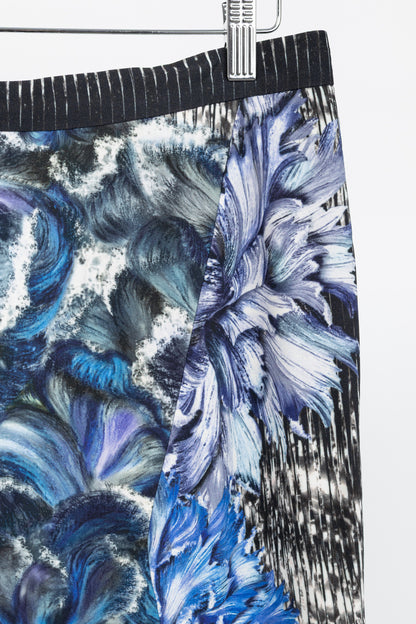 Peter Pilotto K Blue & Black Abstract Printed Crepe Handkerchief-Hem Skirt