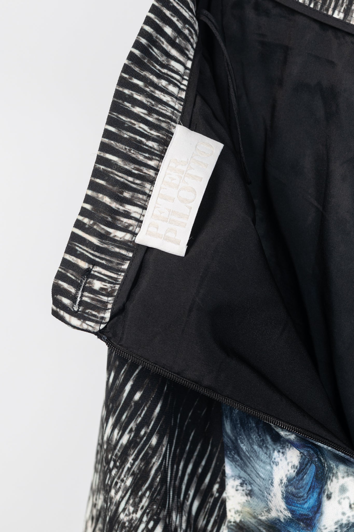Peter Pilotto K Blue & Black Abstract Printed Crepe Handkerchief-Hem Skirt