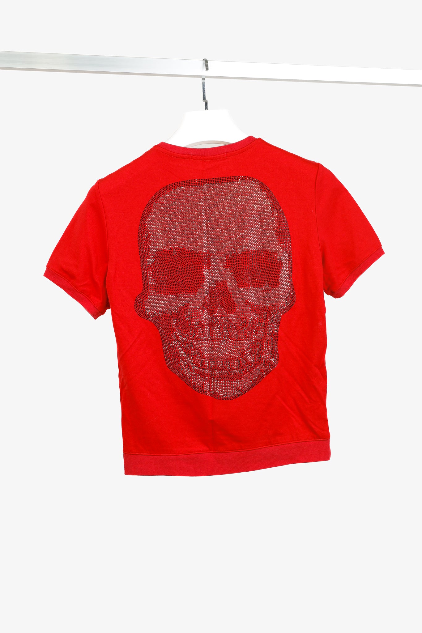 Philipp Plein Red Patch Rhinestone-Skull Tee