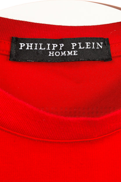 Philipp Plein Red Patch Rhinestone-Skull Tee