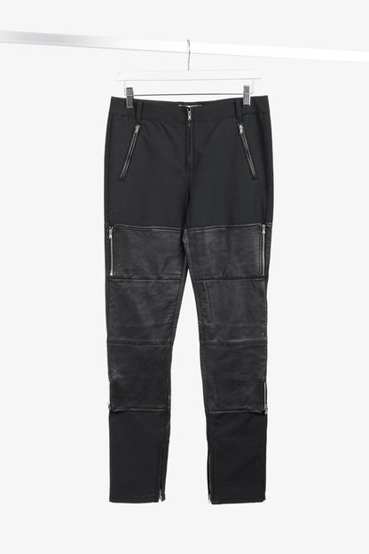 3.1 Phillip Lim PF13 Wader Charcoal Cotton Leather-Trim Skinny Pants