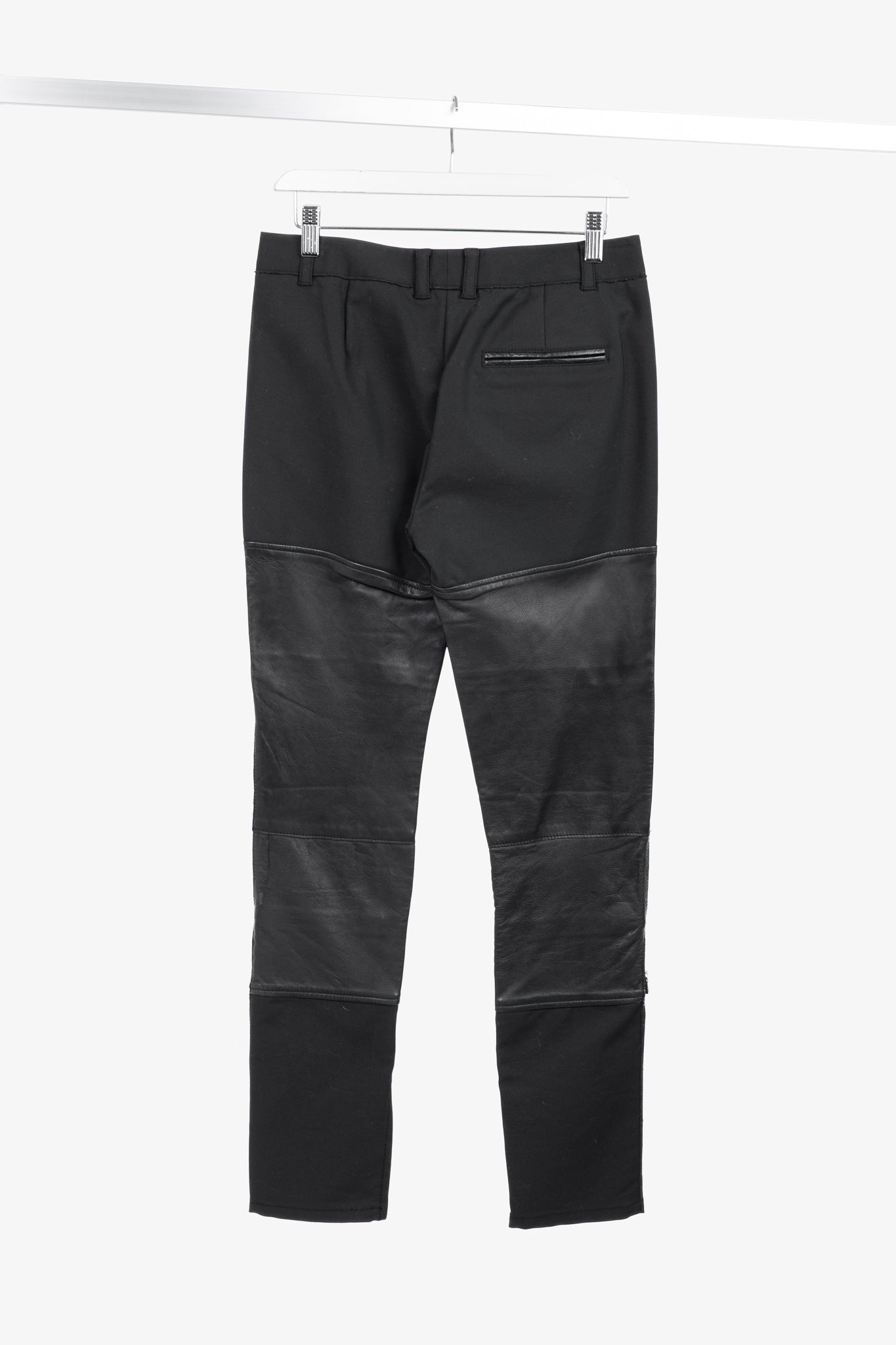 3.1 Phillip Lim PF13 Wader Charcoal Cotton Leather-Trim Skinny Pants