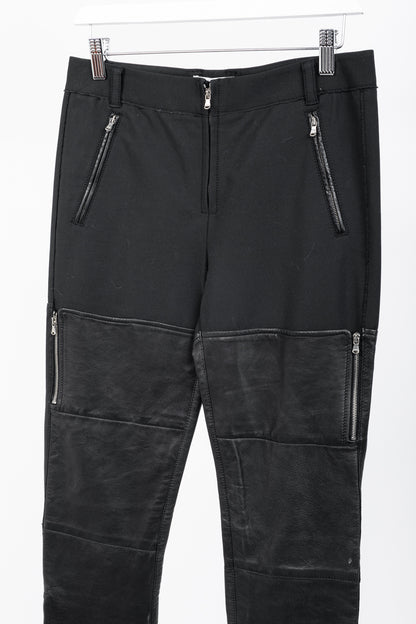 3.1 Phillip Lim PF13 Wader Charcoal Cotton Leather-Trim Skinny Pants