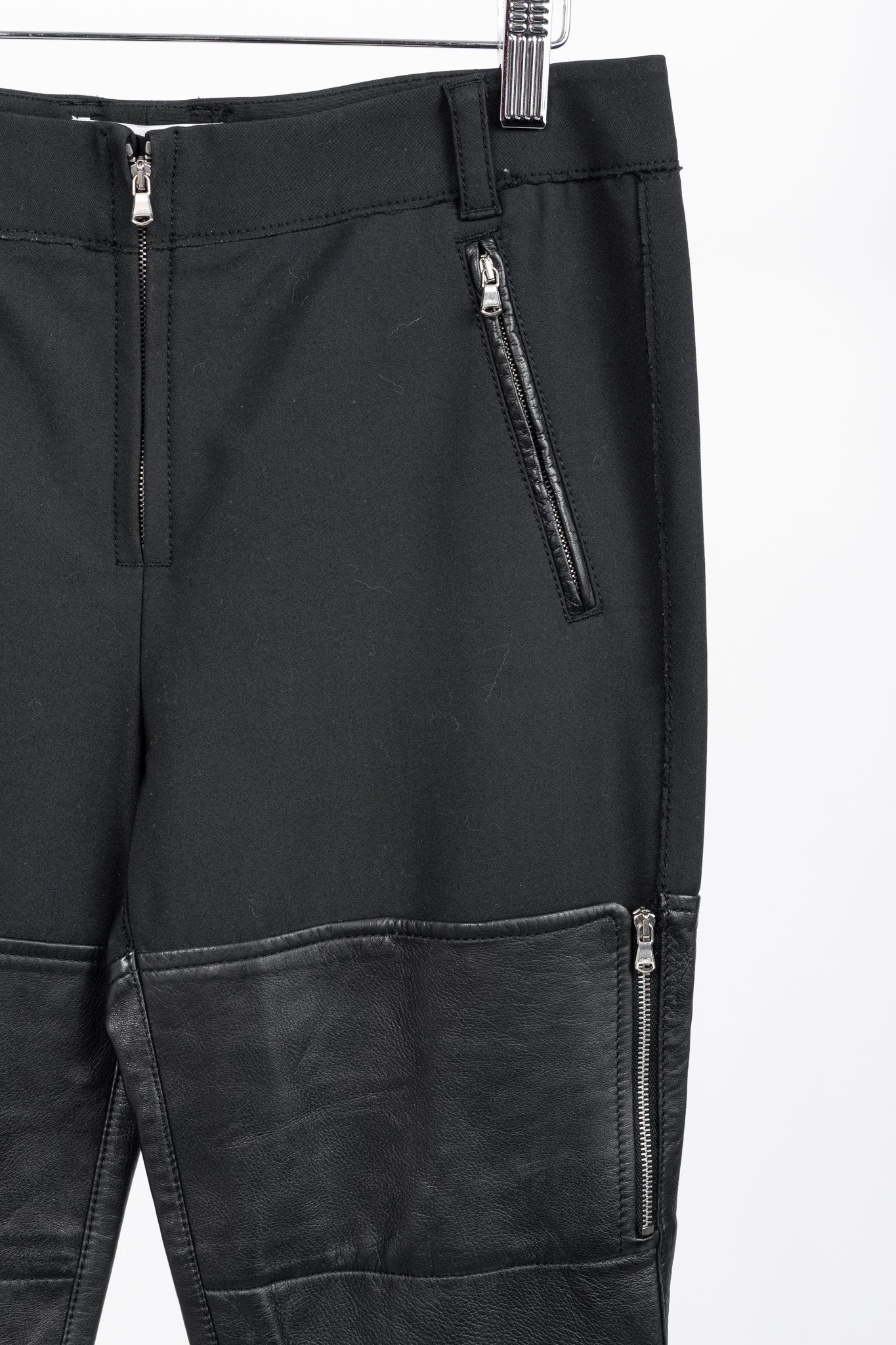 3.1 Phillip Lim PF13 Wader Charcoal Cotton Leather-Trim Skinny Pants