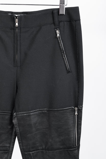 3.1 Phillip Lim PF13 Wader Charcoal Cotton Leather-Trim Skinny Pants