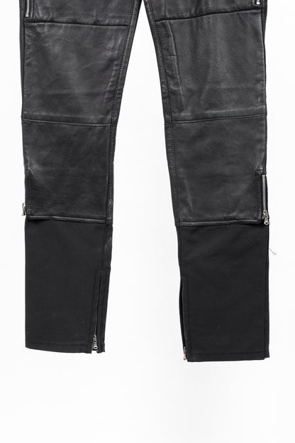 3.1 Phillip Lim PF13 Wader Charcoal Cotton Leather-Trim Skinny Pants
