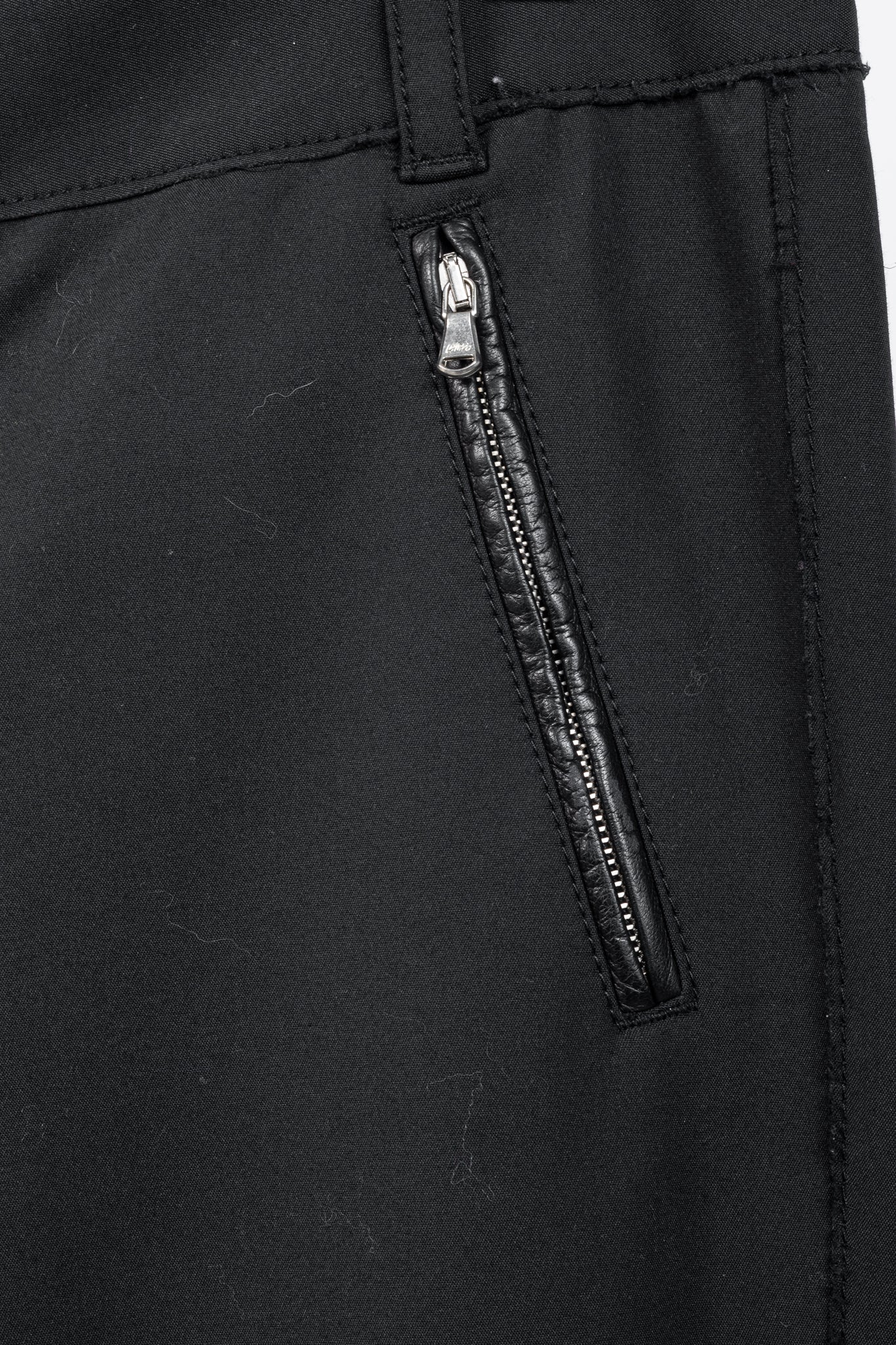 3.1 Phillip Lim PF13 Wader Charcoal Cotton Leather-Trim Skinny Pants