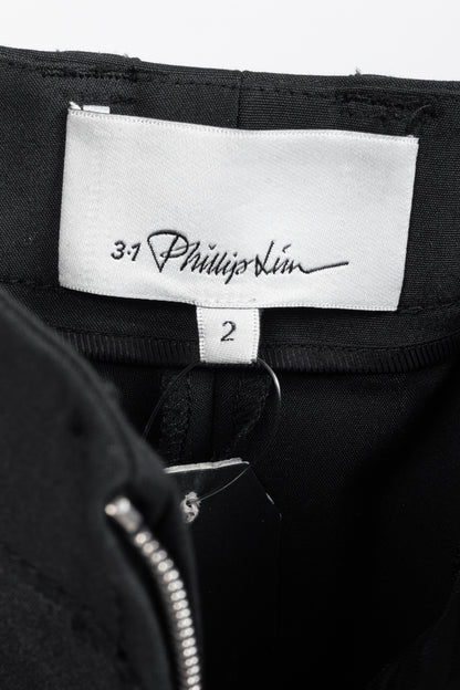 3.1 Phillip Lim PF13 Wader Charcoal Cotton Leather-Trim Skinny Pants