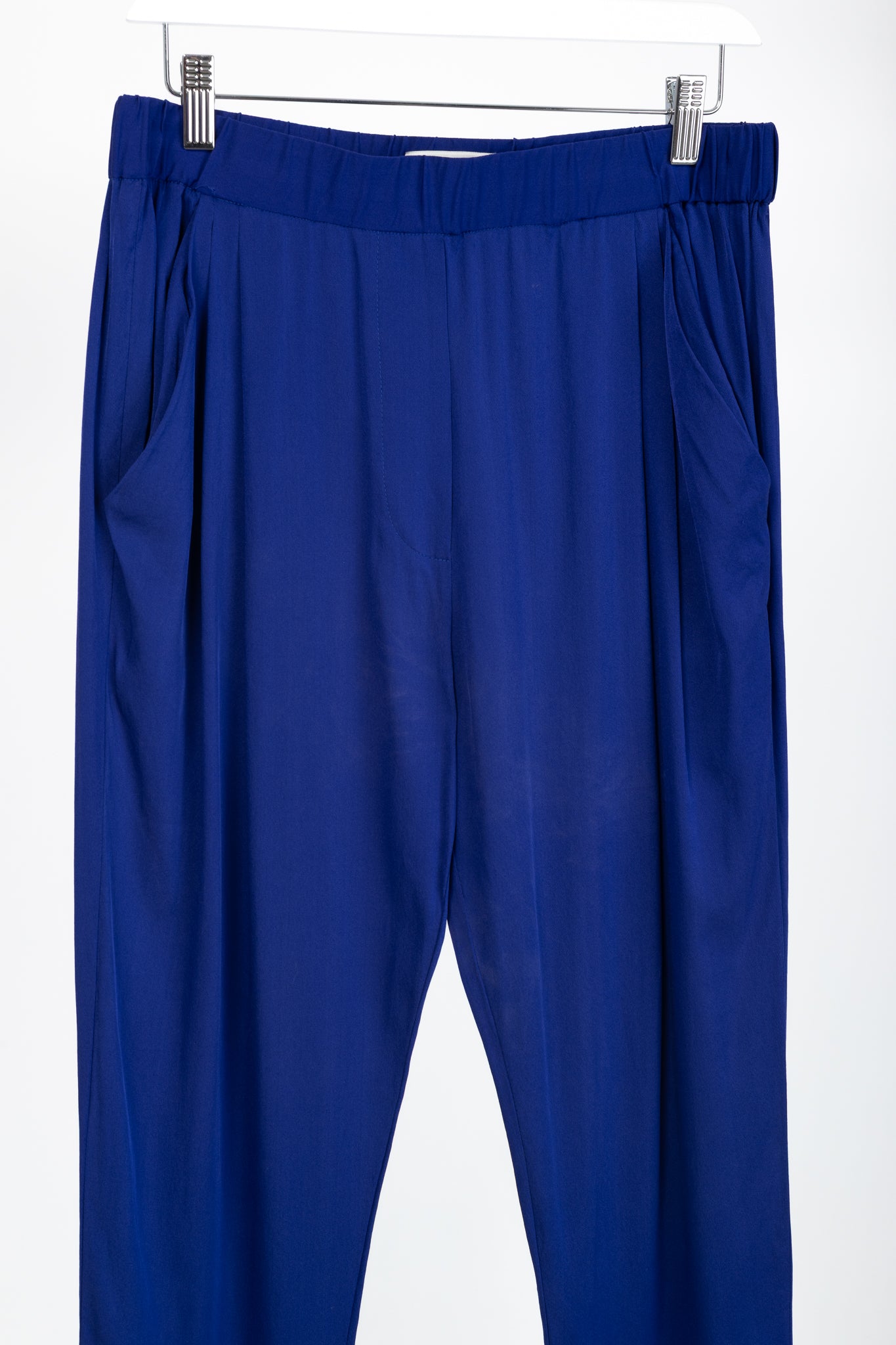 3.1 Phillip Lim AW/14 Blue Silk Crepe Draped Pocket Trousers