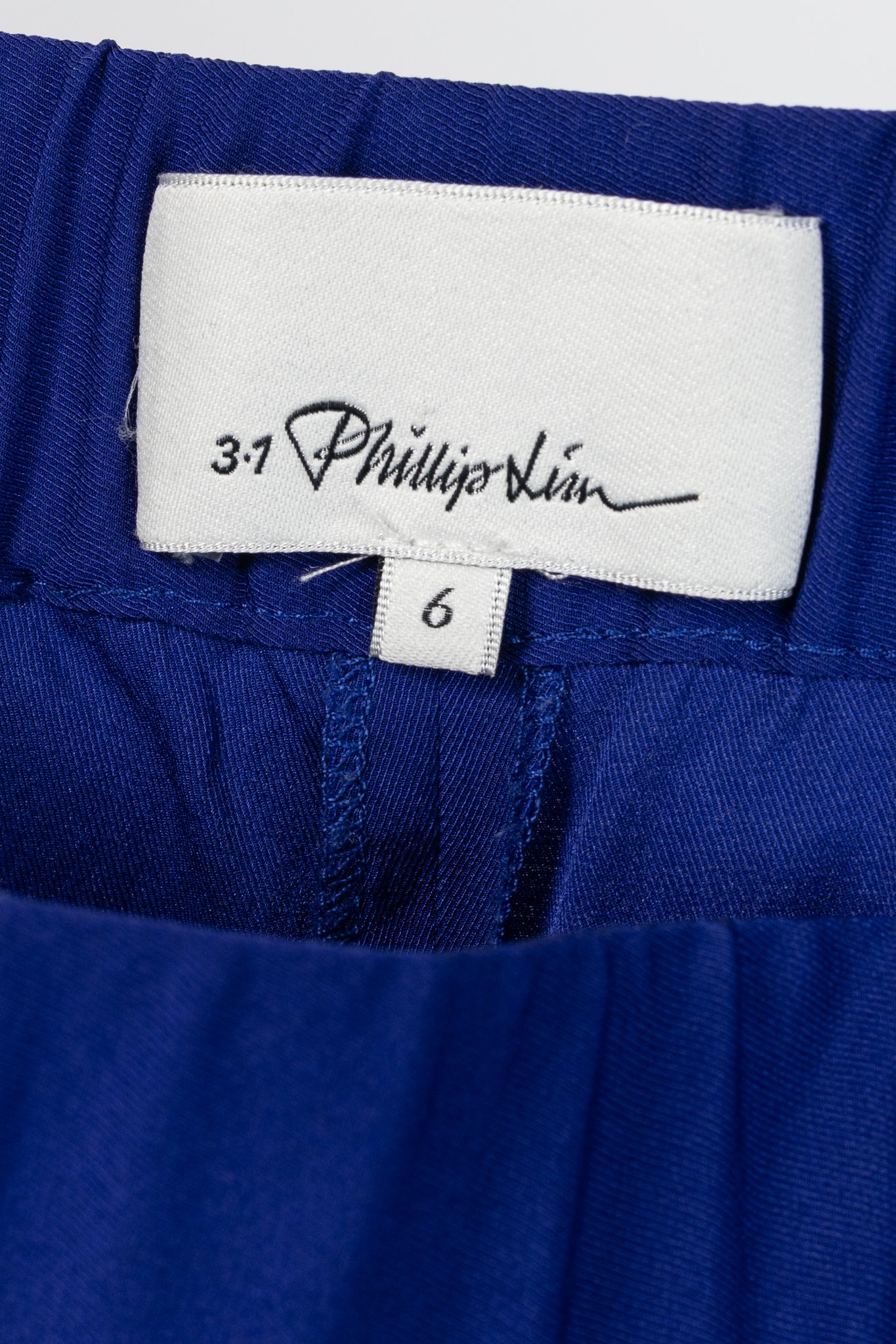 3.1 Phillip Lim AW/14 Blue Silk Crepe Draped Pocket Trousers