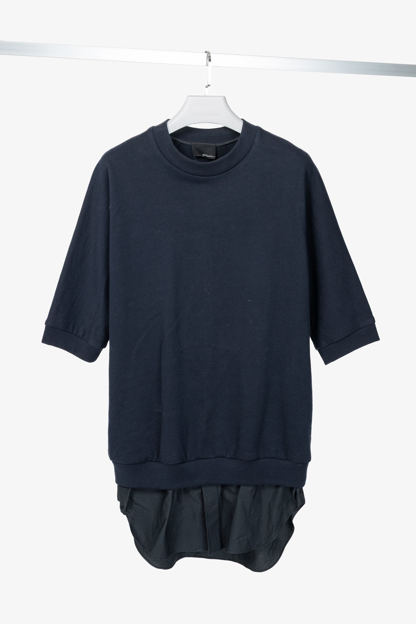 3.1 Phillip Lim SS13 Navy Short-Sleeve Pullover with Poplin Shirt Tail