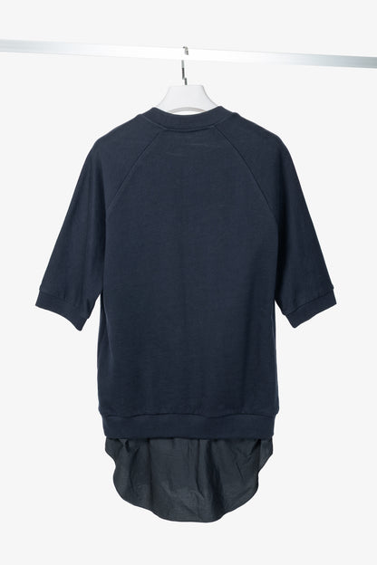 3.1 Phillip Lim SS13 Navy Short-Sleeve Pullover with Poplin Shirt Tail
