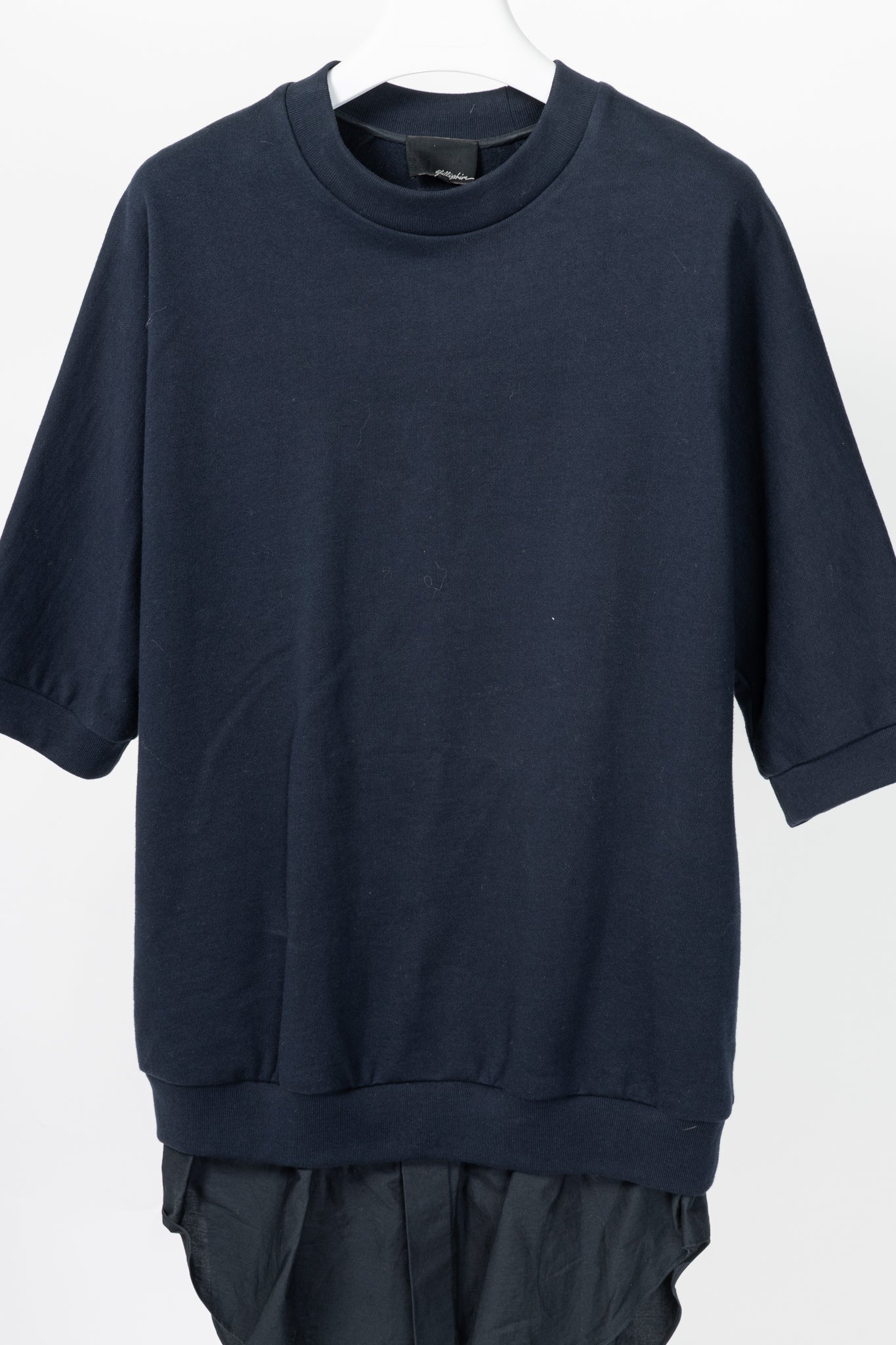 3.1 Phillip Lim SS13 Navy Short-Sleeve Pullover with Poplin Shirt Tail