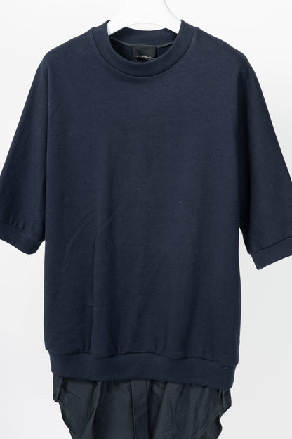 3.1 Phillip Lim SS13 Navy Short-Sleeve Pullover with Poplin Shirt Tail