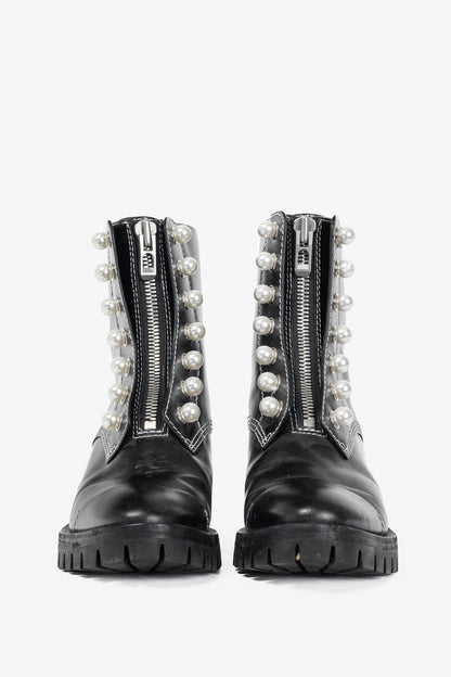 3.1 Phillip Lim Hayett Black Leather Pearl Zip-Up Boots