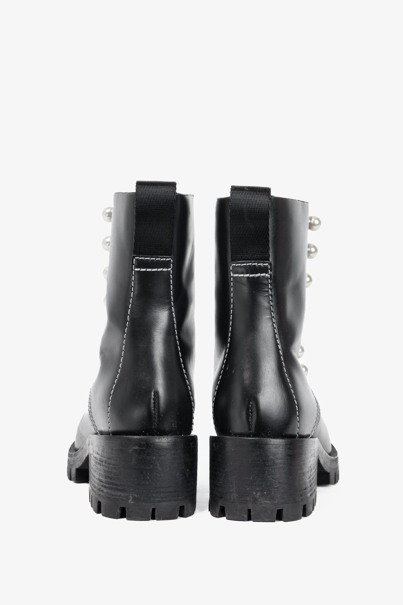 3.1 Phillip Lim Hayett Black Leather Pearl Zip-Up Boots