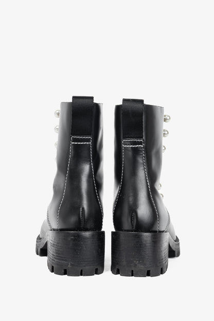 3.1 Phillip Lim Hayett Black Leather Pearl Zip-Up Boots