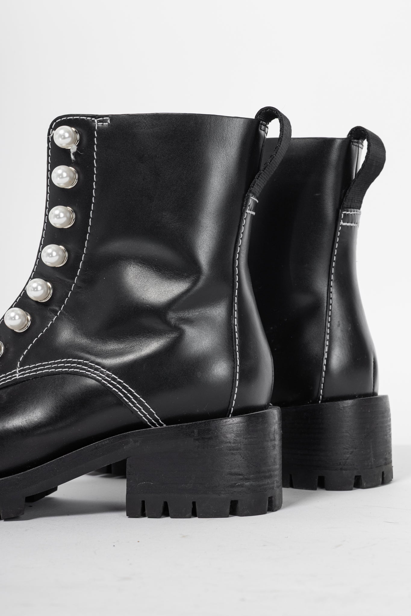 3.1 Phillip Lim Hayett Black Leather Pearl Zip-Up Boots