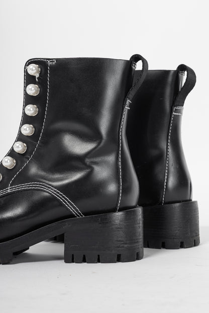 3.1 Phillip Lim Hayett Black Leather Pearl Zip-Up Boots