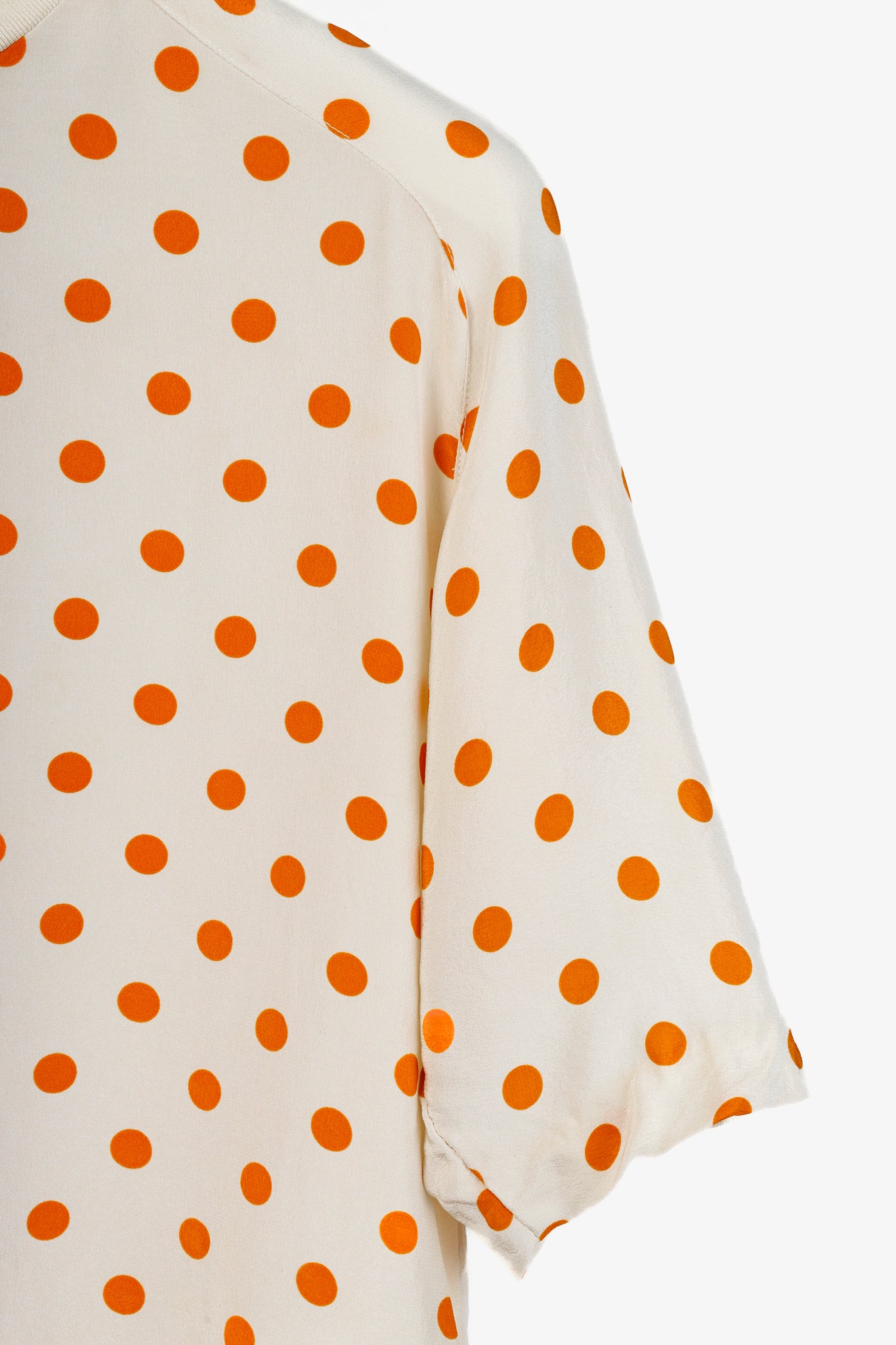 3.1 Phillip Lim R/14 White & Orange Polka Dot Cropped Boxy Tee
