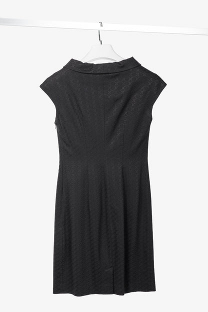 Piazza Sempione Black Geometric-Jacquard Cowl-Neck Dress