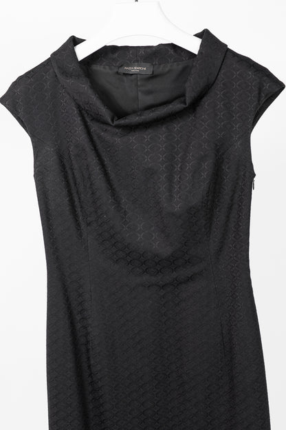 Piazza Sempione Black Geometric-Jacquard Cowl-Neck Dress