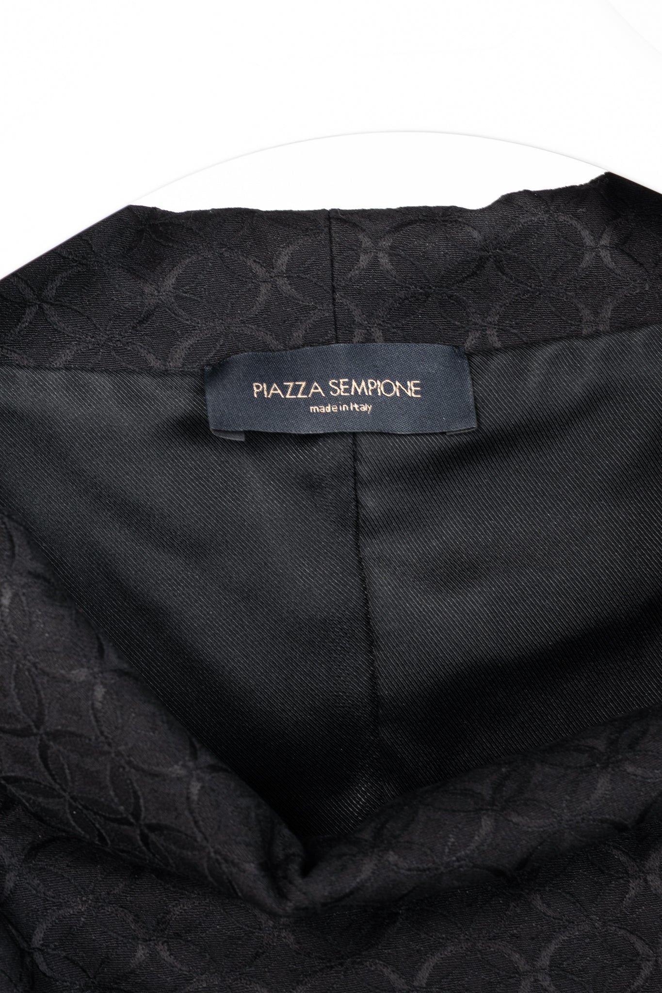 Piazza Sempione Black Geometric-Jacquard Cowl-Neck Dress