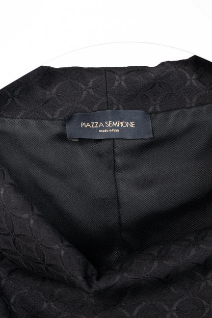 Piazza Sempione Black Geometric-Jacquard Cowl-Neck Dress