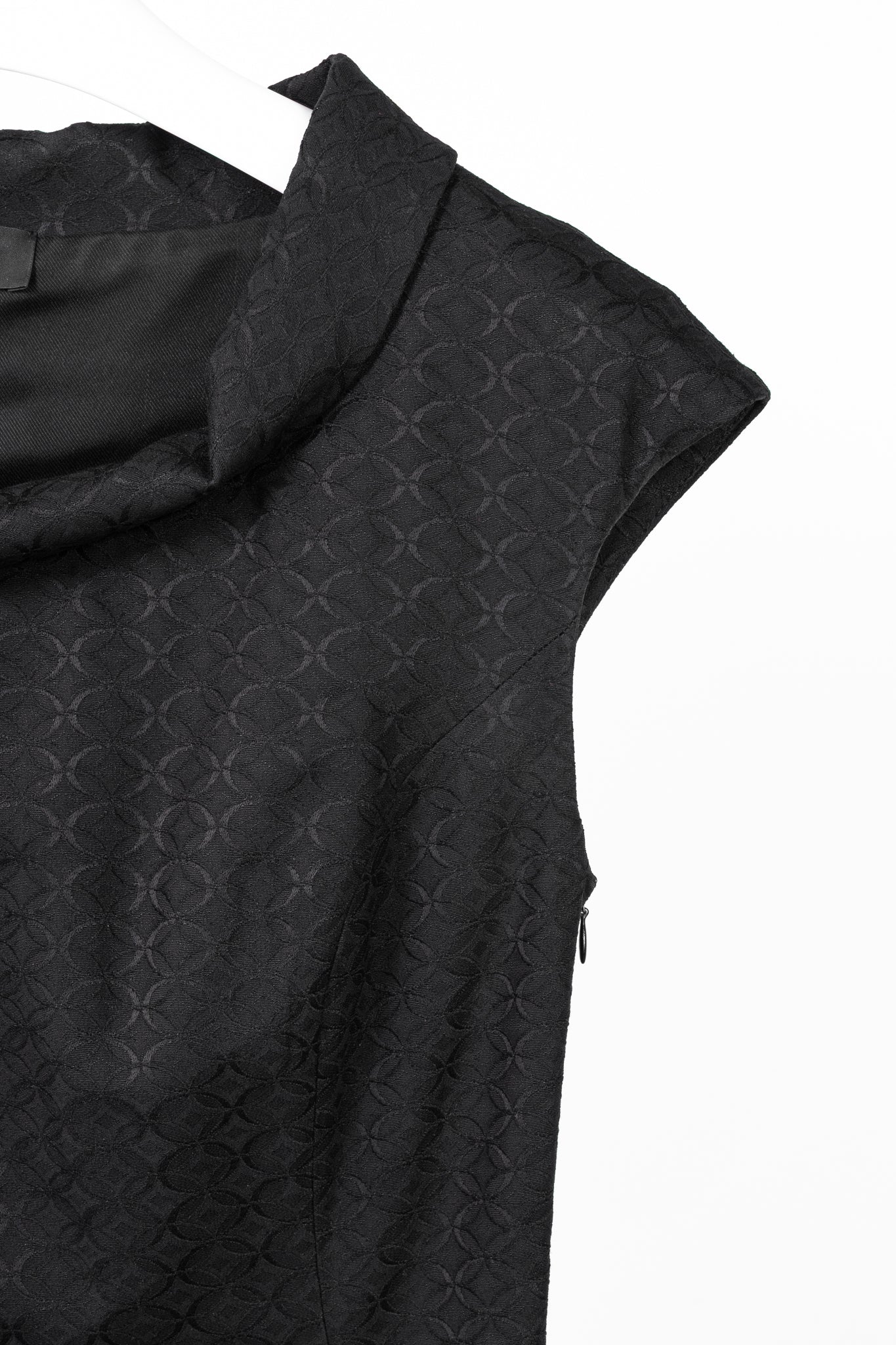 Piazza Sempione Black Geometric-Jacquard Cowl-Neck Dress