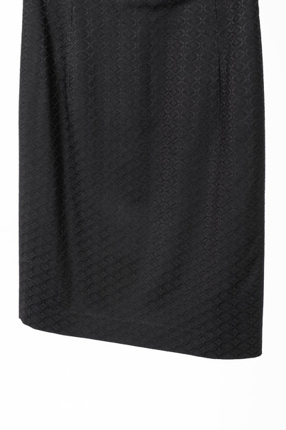 Piazza Sempione Black Geometric-Jacquard Cowl-Neck Dress