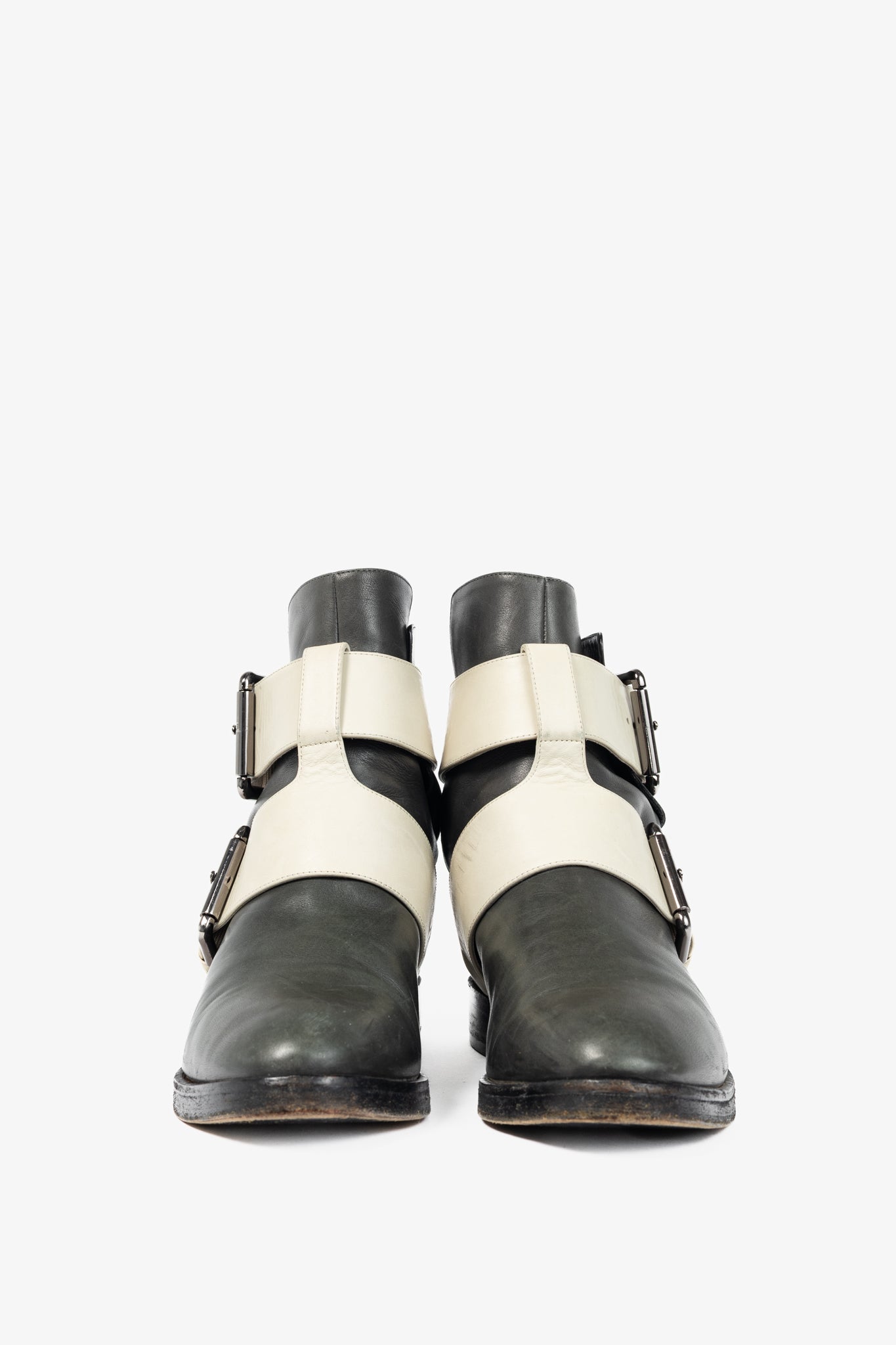 Pierre Hardy PF/14 Classic Green Colourblock Leather Buckled-Strap Booties