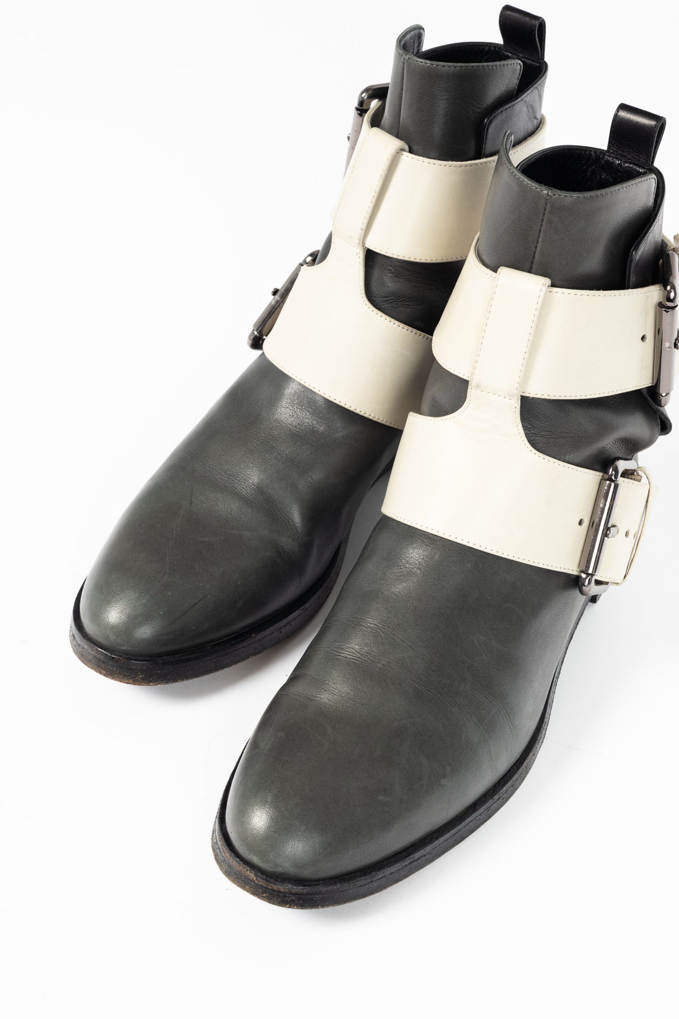 Pierre Hardy PF/14 Classic Green Colourblock Leather Buckled-Strap Booties